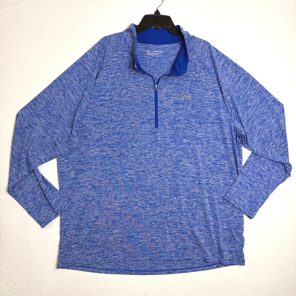 Under Armour Mens 4XL Blue‎ Space Dye Tech 1/2 Zip Pullover Long Sleeve Shirt